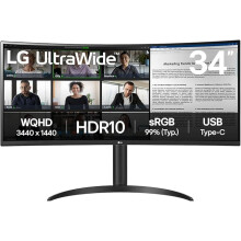 LG UltraWide Curved PC Monitor 34WR55QK, 34 inch, 1440p, 100Hz, 5ms Response Time, VA Panel, Smart Energy Saving