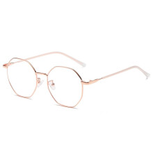 Blue Light Reading Glasses +2.00 Rose Gold Polygonal Frame, Unisex UV Protection Filter Lens for Computer Use