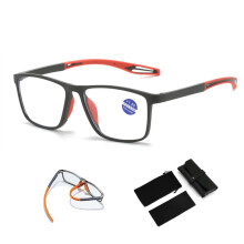 Blue Light Blocking Reading Glasses for Men, Dual Focus Ultra Light Sports Readers for Cycling, Orange