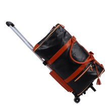 Garment Bag with Wheels 3 in 1 Carry On Duffle Bag, Foldable Waterproof Suit Weekender with Detachable Trolley (Black Brown)