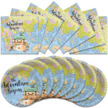40 Pcs Modern Plaid Birthday Party Supplies Set, EcoFriendly Disposable Tableware for 20 Guests