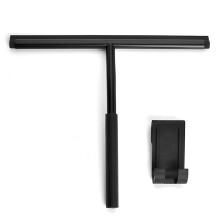 Stainless Steel Shower Squeegee with Hook, Ergonomic Silicone Handle for Streak Glass Doors and Windows