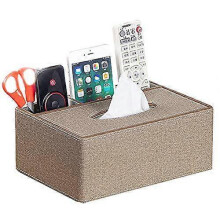 Leather Remote Control Holder and Tissue Box Cover, Square Desktop StorageSuitable for Storing Scissor, Stationery, Pen, Mobile Phone,Container for Ho