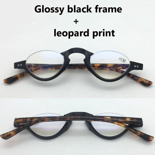 Blue Light Blocking Reading Glasses 1.5 Retro Semi Rim Computer Readers Black Frame Round Lightweight 1