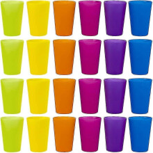 24 Pcs Reusable Plastic Cups, 6 Bright Colors Plastic Cups for Kids, Camping