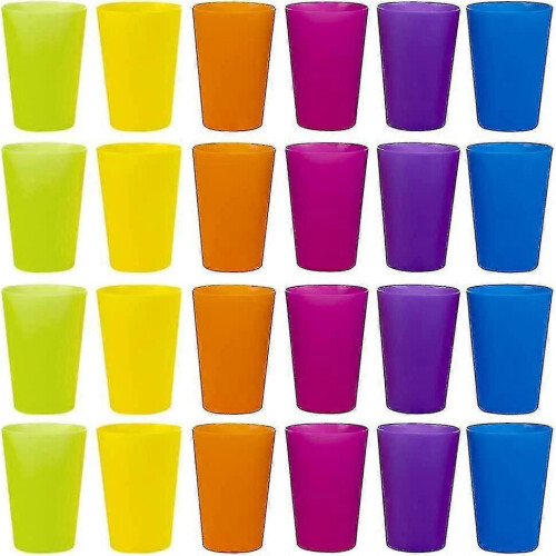 24 Pcs Reusable Plastic Cups, 6 Bright Colors Plastic Cups for Kids, Camping