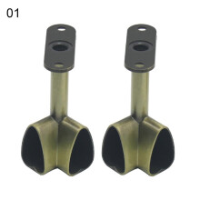 (1) 2pcs Alloy Ceiling Mounted Bracket Corner Wardrobe Rod Clothes Rail Lever Holder