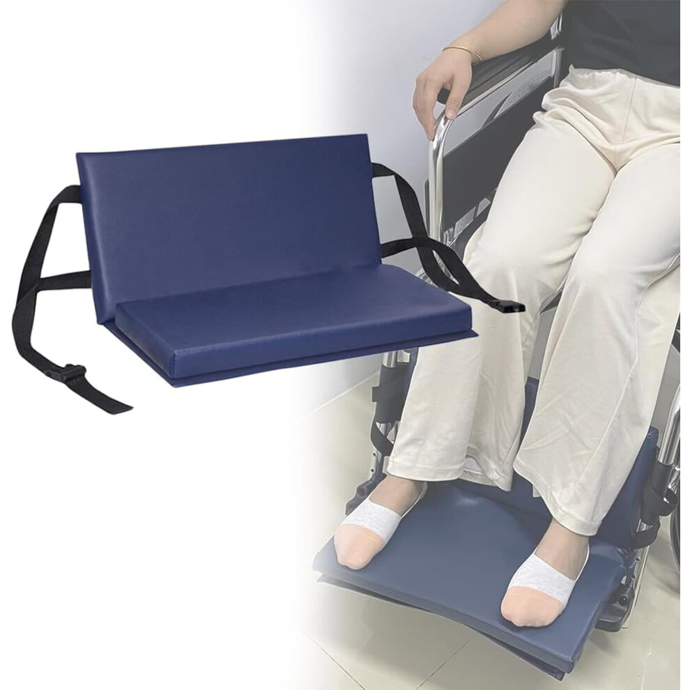 Wheelchair Footrest Pad with Adjustable Height and Comfort Cushion Support for Elderly, EasyâClean Leather, 22x24x1