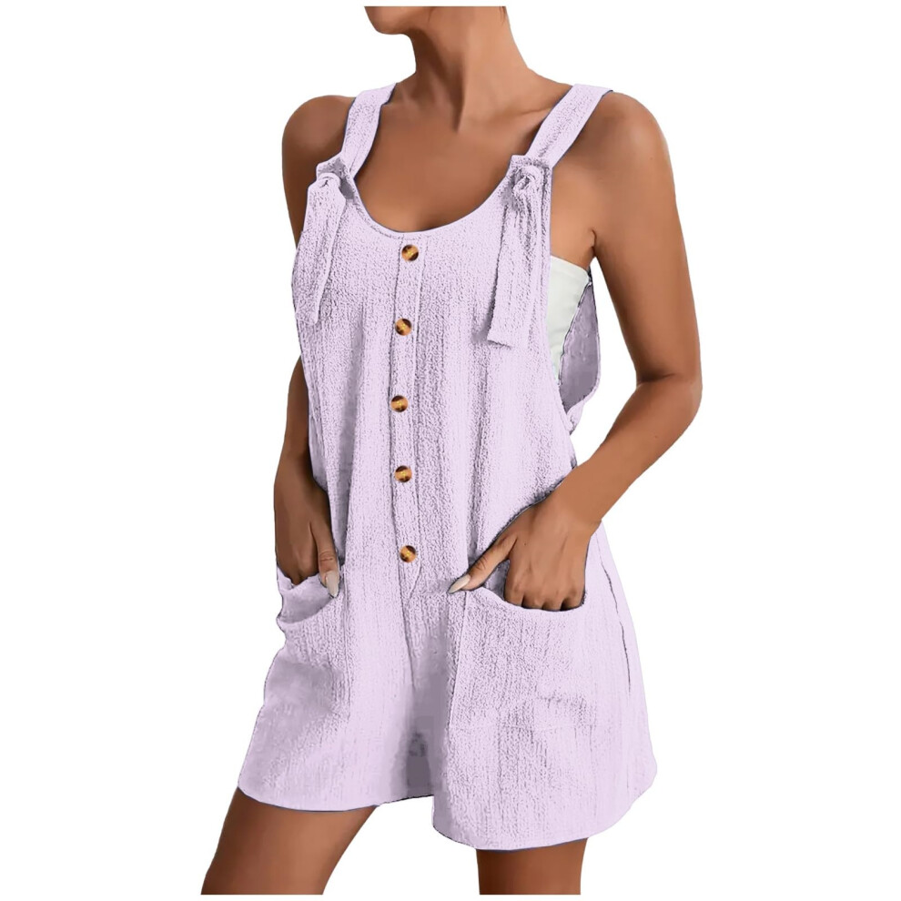 Purple Women's Jumpsuit, Casual And Loose Short Overalls,- Xxl