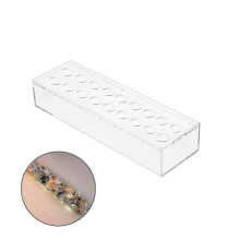 (L, 18 holes) Clear Acrylic Flower Vase Rectangular Floral Centerpiece For Dining Table(with Light)