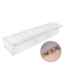 (M, 16 holes) Clear Acrylic Flower Vase Rectangular Floral Centerpiece For Dining Table(with Light)