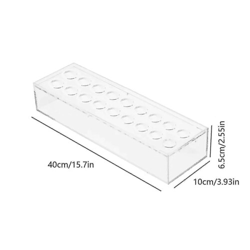 (M, 18 holes) Clear Acrylic Flower Vase Rectangular Floral Centerpiece For Dining Table(with Light) 1
