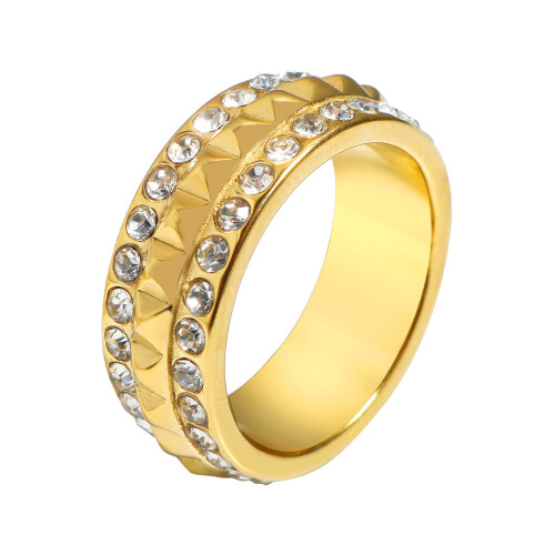 Diamonds Embedded Geometric Rings Pyramid Designs Unisex-7 1