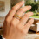 Diamonds Embedded Geometric Rings Pyramid Designs Unisex-7 5