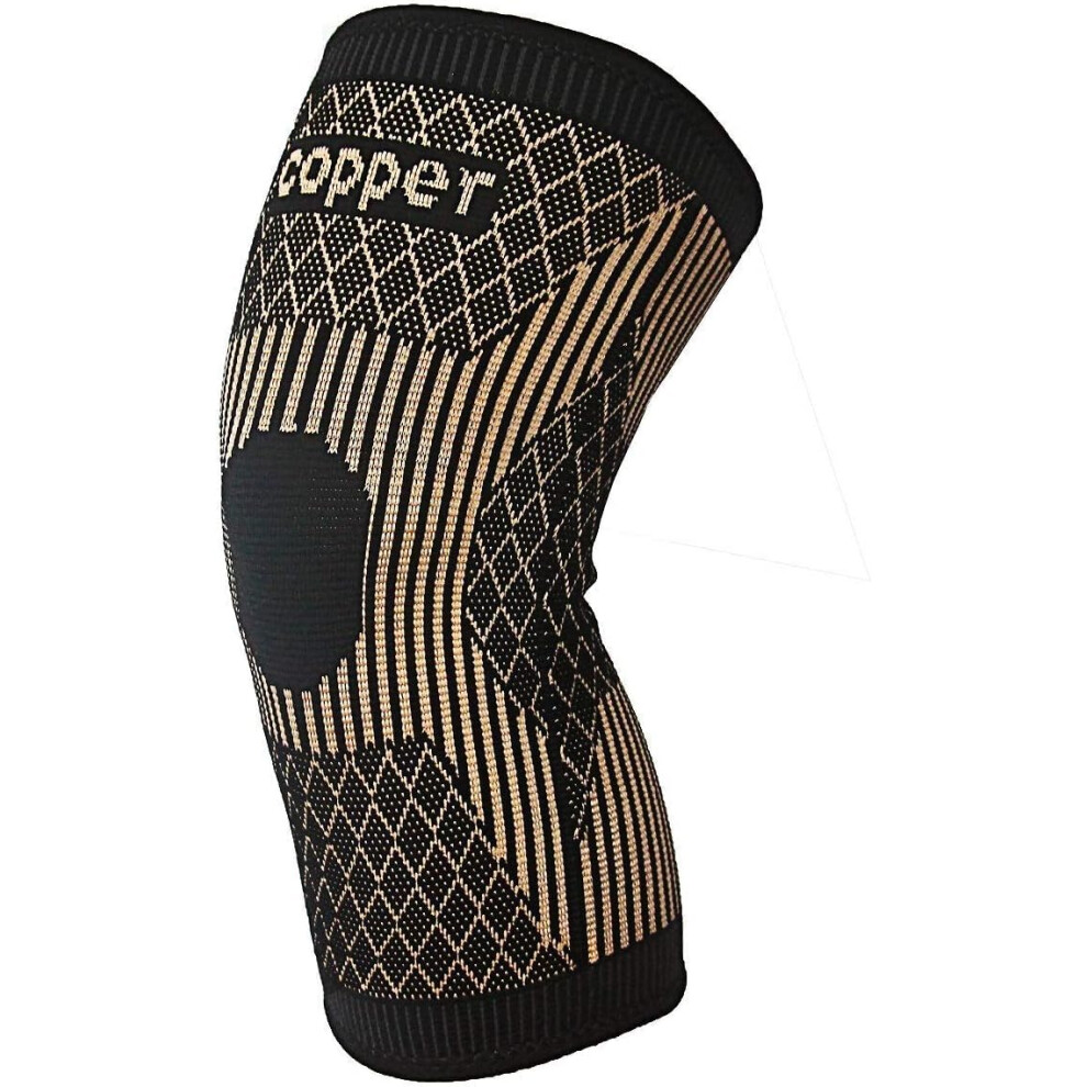 Copper Knee Brace for Pain Relief, Compression Knee Sleeve with Copper Ion Fiber Tech and NonâSlip Grip (1, Large)