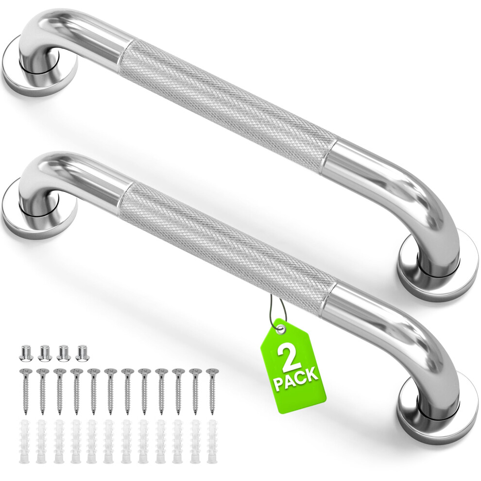 16 Inch Stainless Steel Shower Grab Bars 2 Pack, AntiSlip Bathroom Safety Handles for Seniors, 500lbs RustResistant Wall Mount Design