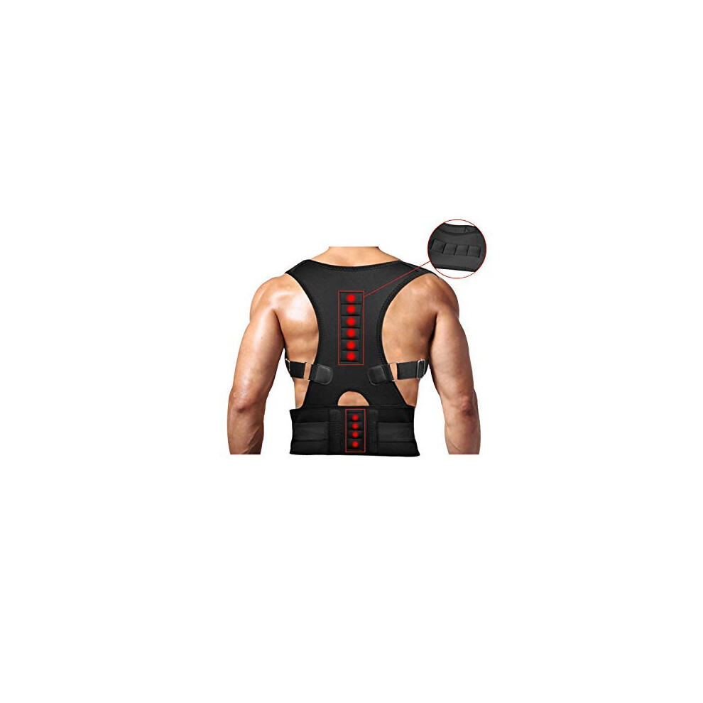 Adjustable Magnetic Posture Corrector Back Brace for Spine Alignment and Shoulder Pain Relief (L)