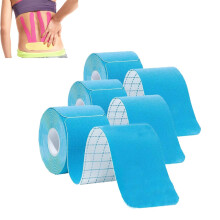 Kinesiology Tape Precut 3 Rolls 60 Strips Blue, Waterproof Breathable Sports Recovery Tape for Muscle Support