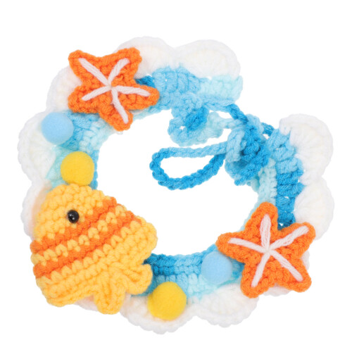 1Pc Adjustable Woolen Yarn Cat Collar Cute Knitted Pet Neck Decor