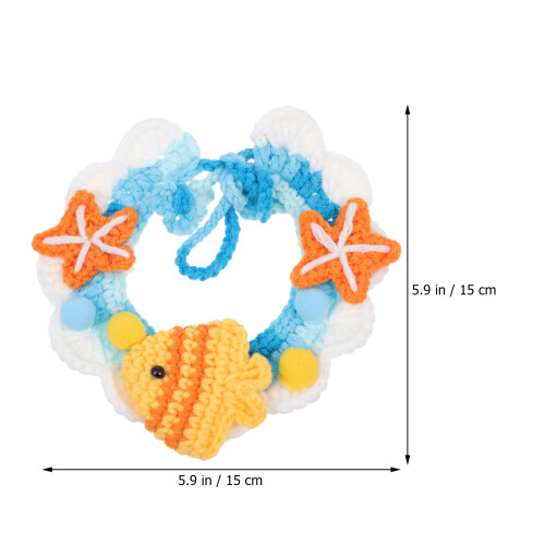 1Pc Adjustable Woolen Yarn Cat Collar Cute Knitted Pet Neck Decor 1
