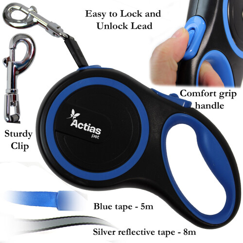 Retractable Dog Training Lead 5m Extendable Blue 2