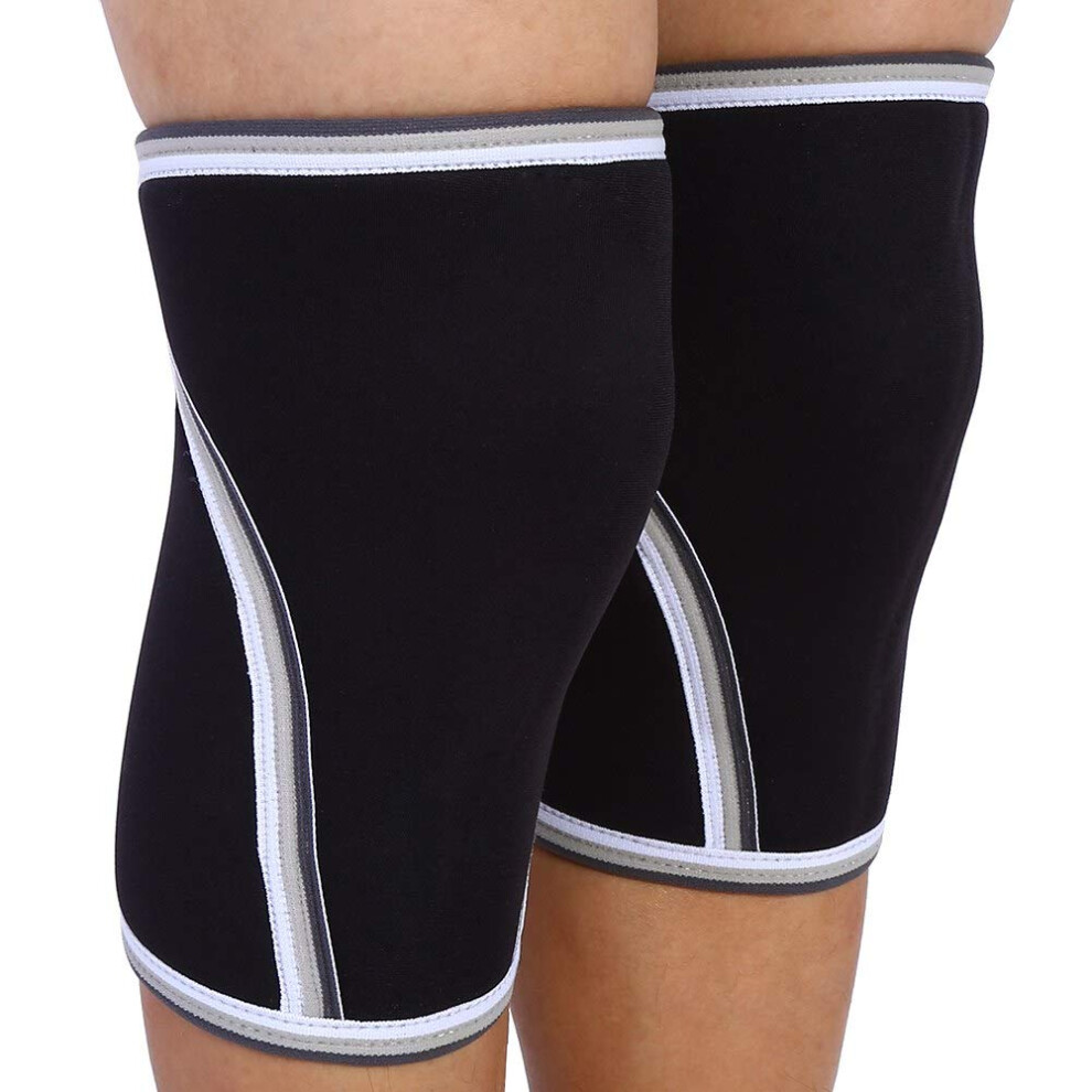 Black 7Mm Neoprene Knee Sleeves For Weightlifting And Powerlifting, Compression Support Brace (M)