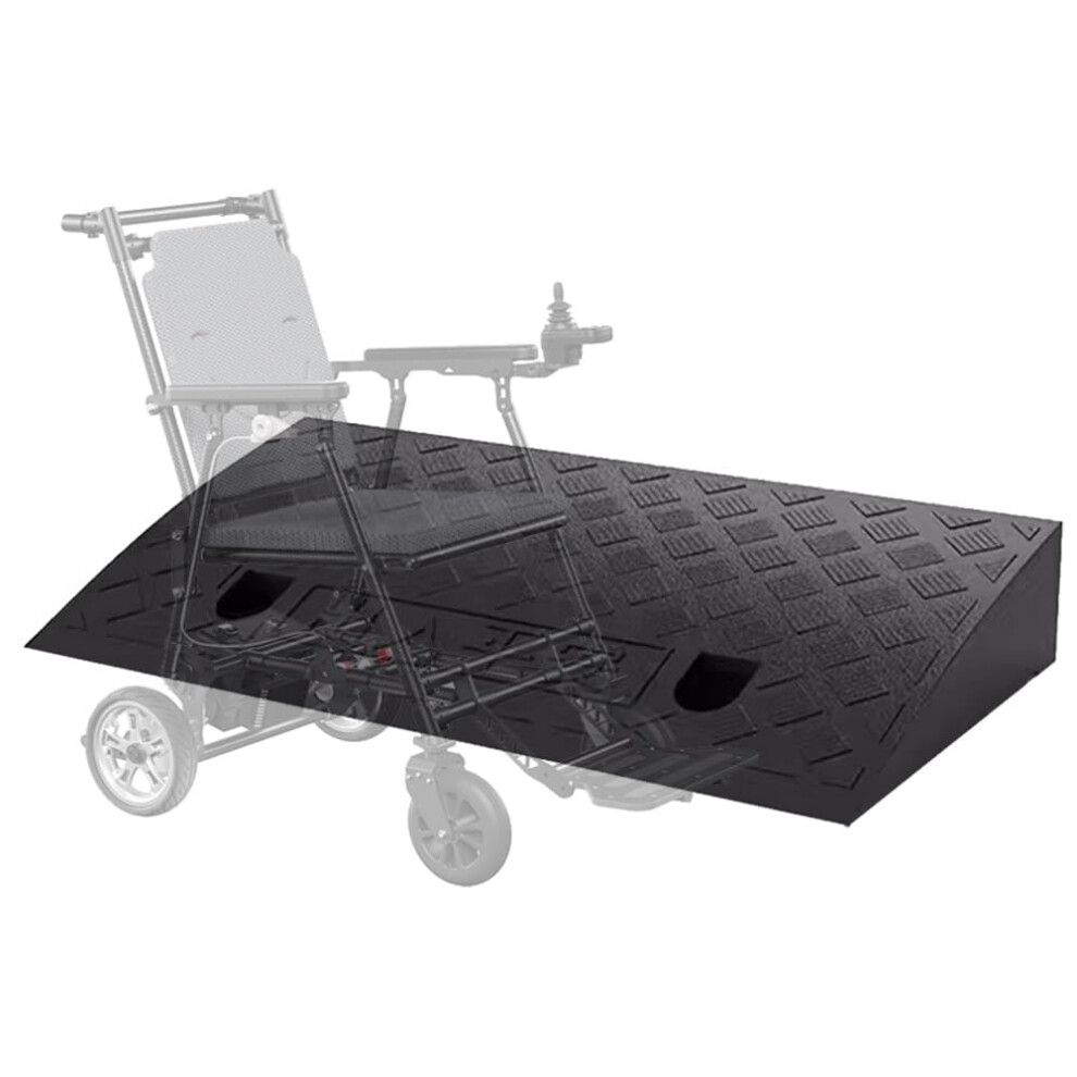 Black Nonslip Wheelchair Ramp 4' Rise Durable Rubber Threshold Ramp For Doorway Driveway Scooters