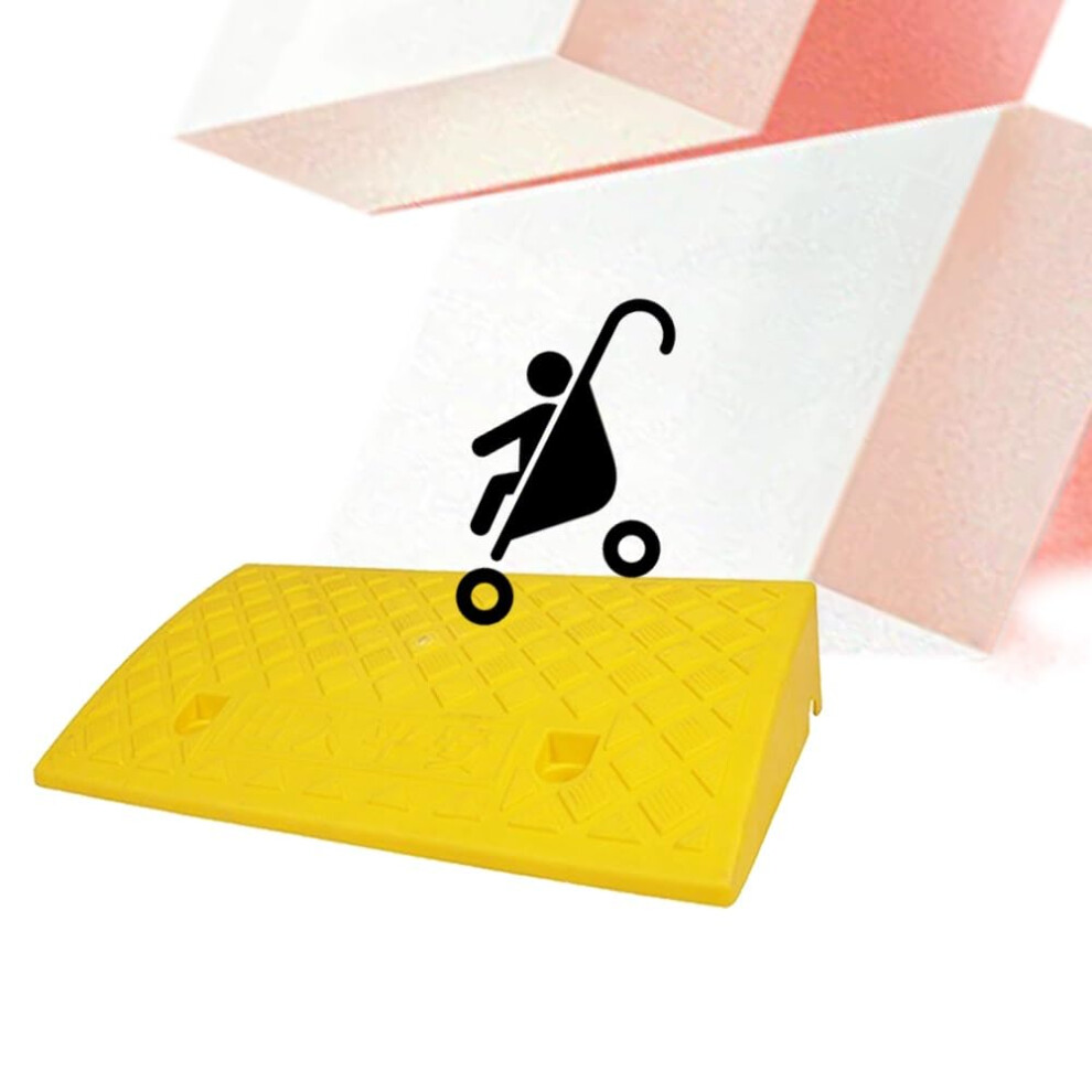 Yellow Heavy Duty Rubber Curb Ramp NonâSlip Driveway Threshold Ramp For Scooter Wheelchair Motorcycle 1.2In Rise
