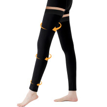 Black Footless Thigh Compression Stockings XLarge for Men and Women, NonSlip Silicone Band, Breathable Leg Support
