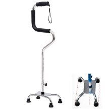Adjustable Quad Cane for Seniors, Ergonomic Soft Grip Walking Stick with Stable Quad Base 78–95 cm