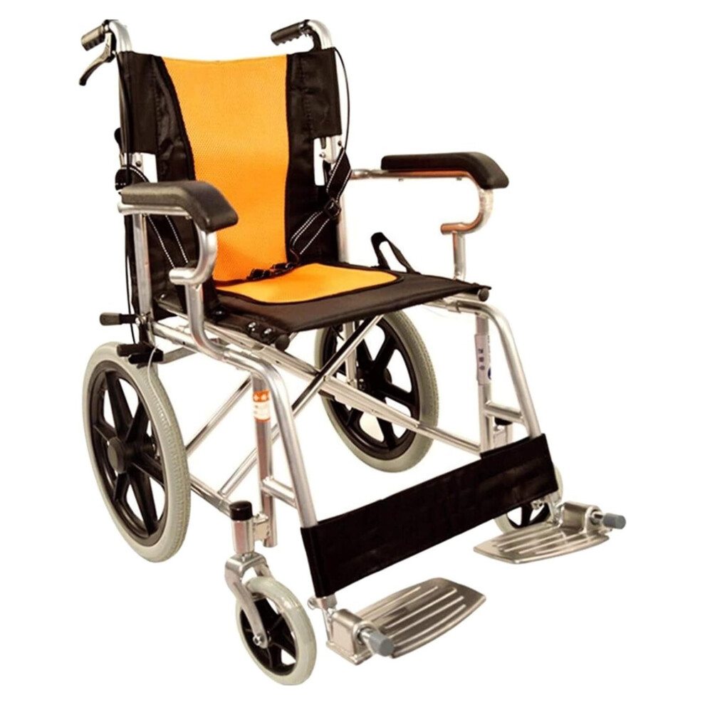 Folding Wheelchair for Elderly, Lightweight Aluminum with Adjustable Swingaway Footrests and Dual Brakes
