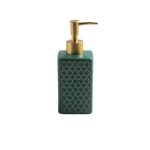 Ceramic Soap Dispenser 360ml Green Refillable Bottle with Smooth Pump Action for Bathroom or Kitchen