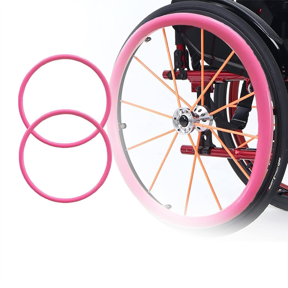 Pink 20In Silicone Wheelchair Push Rim Covers NonâSlip Grip Durable Flexible Protector