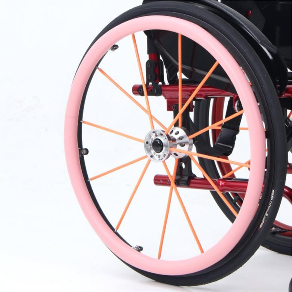 Pink 24 Inch Wheelchair Push Rim Covers NonâSlip Silicone Grip For Comfortable Push Control
