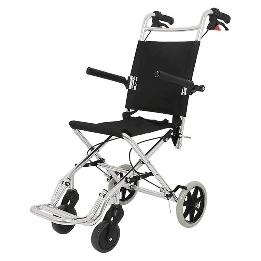 Lightweight Folding Transport Wheelchair for Adults with Adjustable Footrests and Dual Brake System