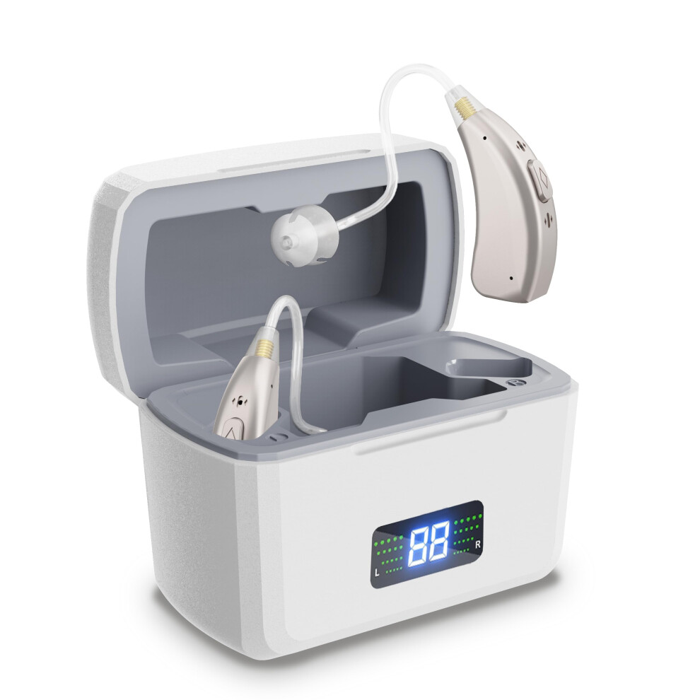 Wireless Rechargeable Hearing Aids for Seniors, Adaptive Noise Reduction, Comfortable InEar Design