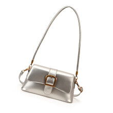 PU Leather Underarm Bag Practical Evening Bag Casual-Silver
