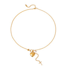 Delicate Heart Shaped With Crucifix Detail Necklace Comfortable