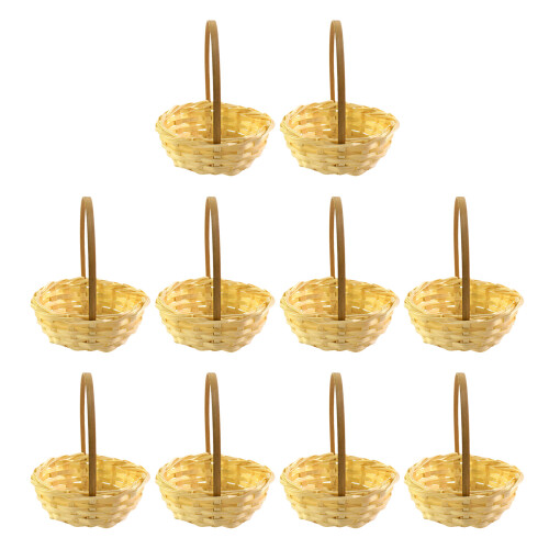 10Pcs Small Woven Baskets Natural Bamboos Decorative-cyst shape