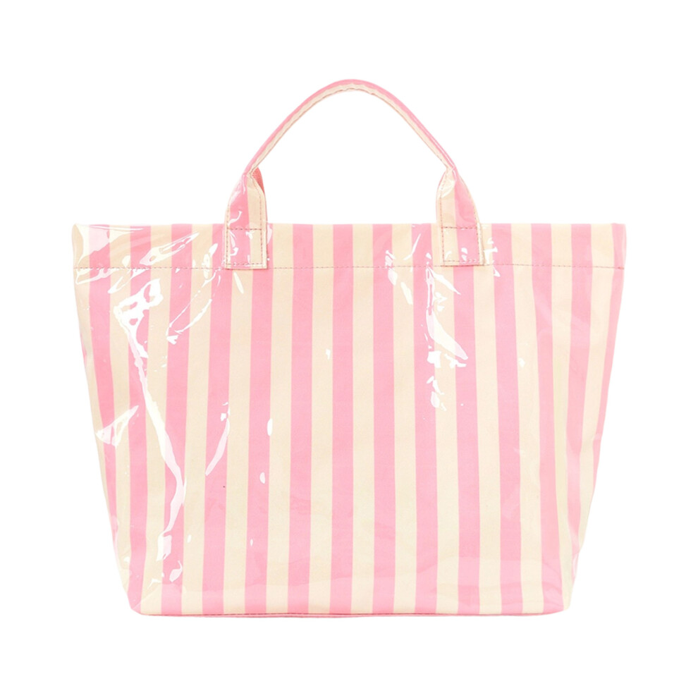 Stylish PVC Striped Bag Lightweight And Compact-rice flour