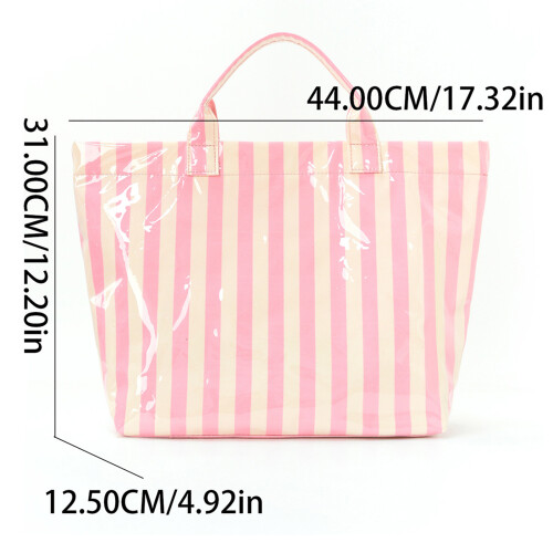 Fashionable Stripe Pattern Handbag Spacious-green powder 2