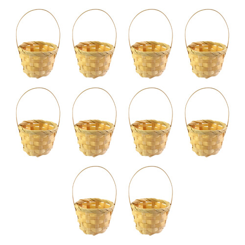 10Pcs Small Handmade Bamboos Baskets Ideal For Keys Coin-round