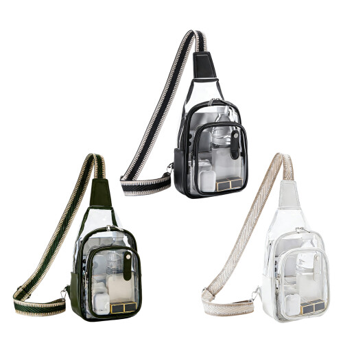 Adjustable Strap See Through Chest Purse For Quick-Black 1