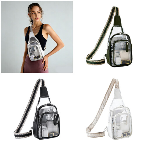 Adjustable Strap See Through Chest Purse For Quick-Black 2