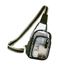 Sporty See Through Crossbody Bag Practical PVC Chest-Army Green