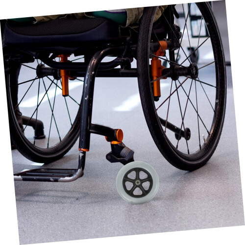 2pcs Wheelchair Replacement Front Wheels Grey Solid Rubber with Durable Iron Core and Smooth Rolling Performance 1