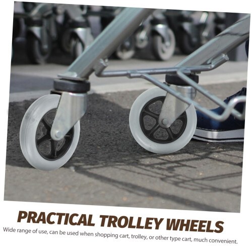 2pcs Wheelchair Replacement Front Wheels Grey Solid Rubber with Durable Iron Core and Smooth Rolling Performance 2