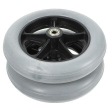 2pcs Wheelchair Replacement Front Wheels Grey Solid Rubber with Durable Iron Core and Smooth Rolling Performance