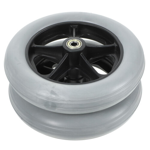 2pcs Wheelchair Replacement Front Wheels Grey Solid Rubber with Durable Iron Core and Smooth Rolling Performance