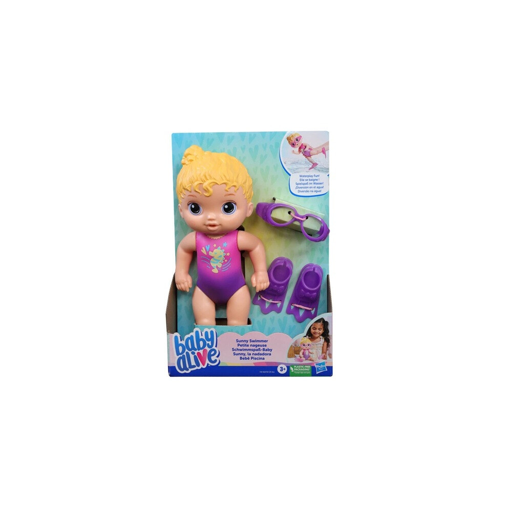 Hasbro Baby Alive Sunny Swimmer Doll 10" Waterplay Baby Doll